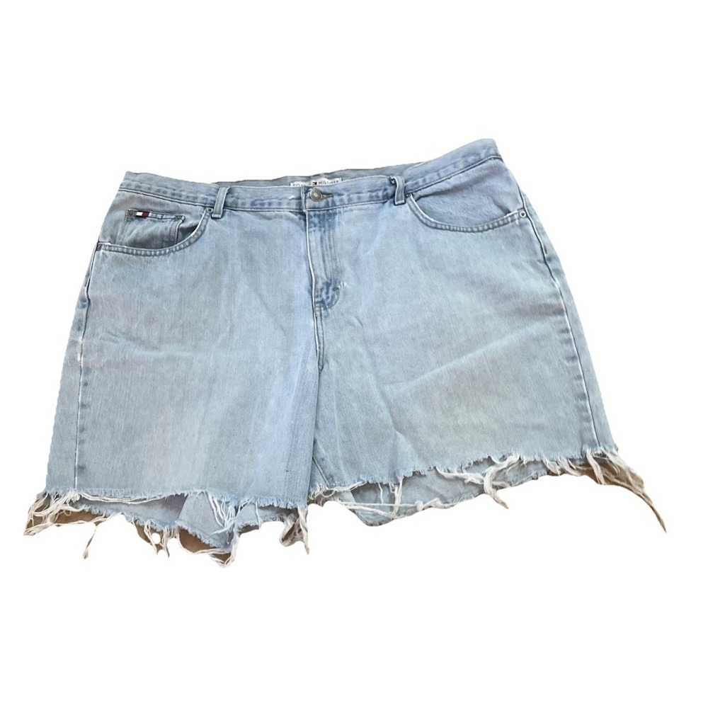 Tommy Hilfiger Jeans Women's Blue Denim Shorts Size 20 Light Wash Cut Off